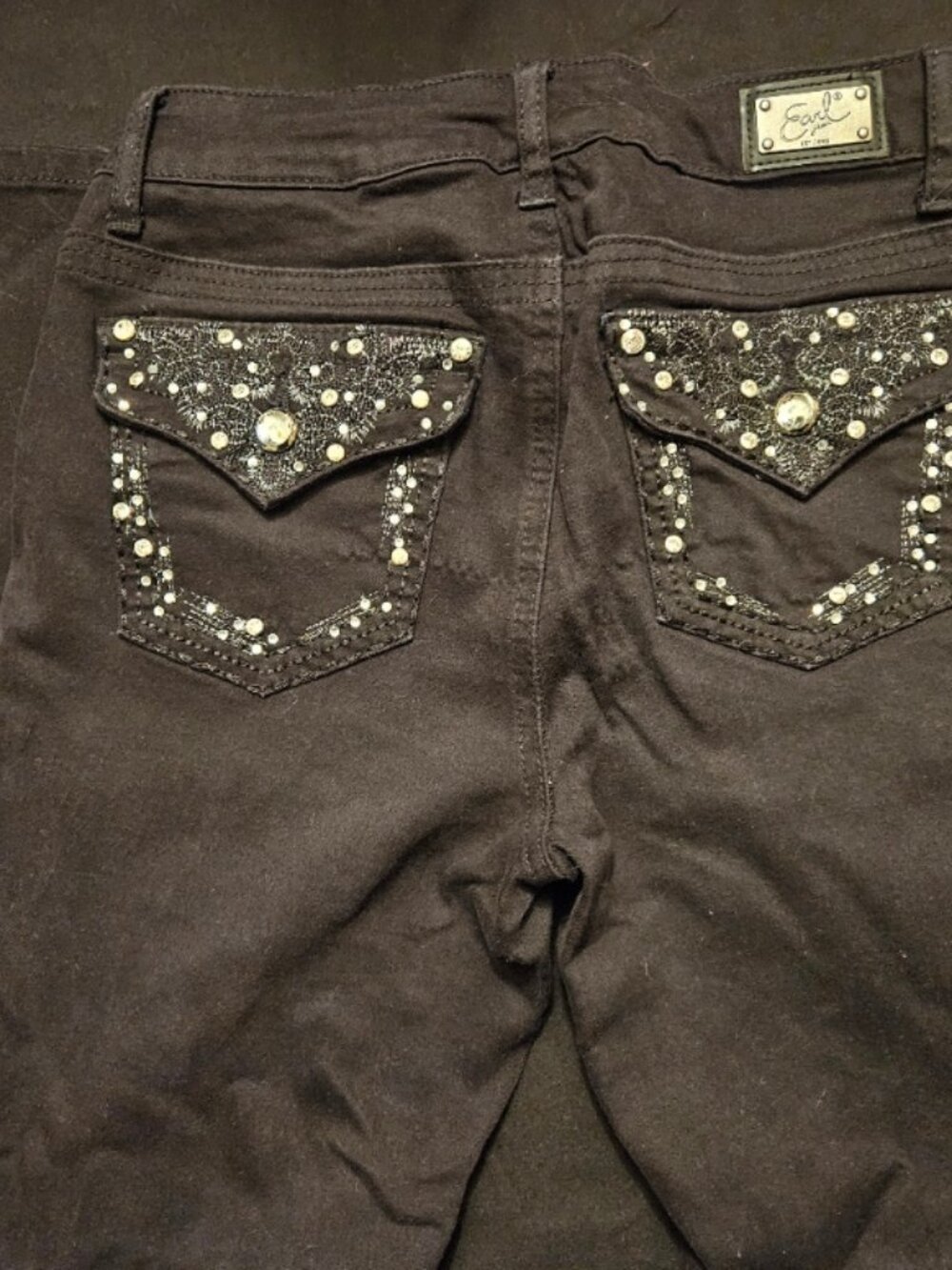 Earl Jeans Black Studded Pocket Denim Jeans